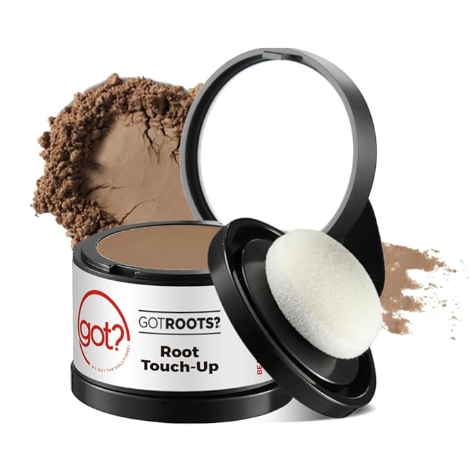 Got? Roots - Pigment Infused Root Touch Up Kit for Light Brown Hair - Temporary Thinning & Gray Cover Up, Brow Filler & Hairline Powder - 0.14 OZ Tub