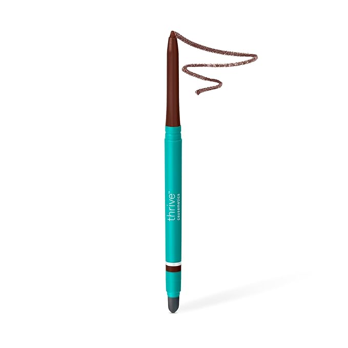 Thrive Causemetics Infinity Waterproof Eyeliner Pencil, Built In Sharpener & Smudge Tip, Long Lasting, Smudge Proof, Hyaluronic Acid & Shea Butter, Vegan, Cruelty Free, Nalie (Chocolate Brown Shimmer)