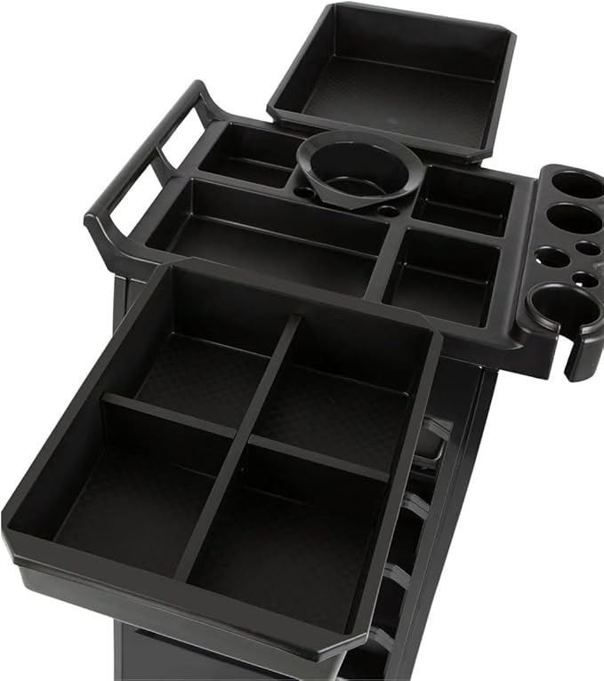 Buy-Rite Professional Salon Trolley Cart – MEI-3010 Rolling Utility Cart with 5 Removable Storage Drawers, Color Mixing Bowl & Tool Holster, Black, 33.5” Tall