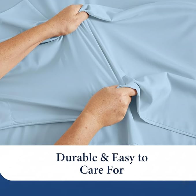 SKY BEDDINGS King Pillowcase Set of 2 - Soft Brushed Microfiber Pillow Cases with Envelope Clouser - Wrinkle-Free, Fade-Resistant Pillow Covers - 20 x 40 Inches, Light Blue