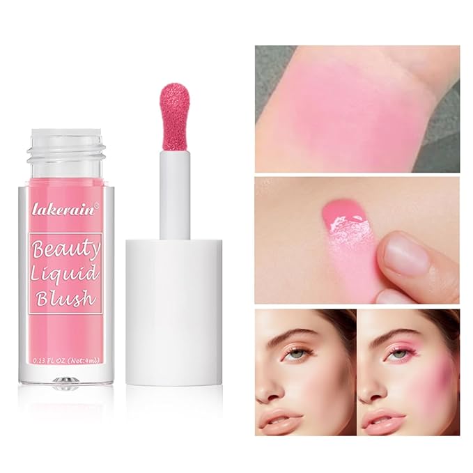 Liquid Blush for Cheeks Makeup Face Blush, Weightless Cream Formula, Smudge Proof Long-Wearing Pigmented Blush, Natural Look Makeup Face Blushes, Shimmer Finish, Dainty - 06# Vibrant orange