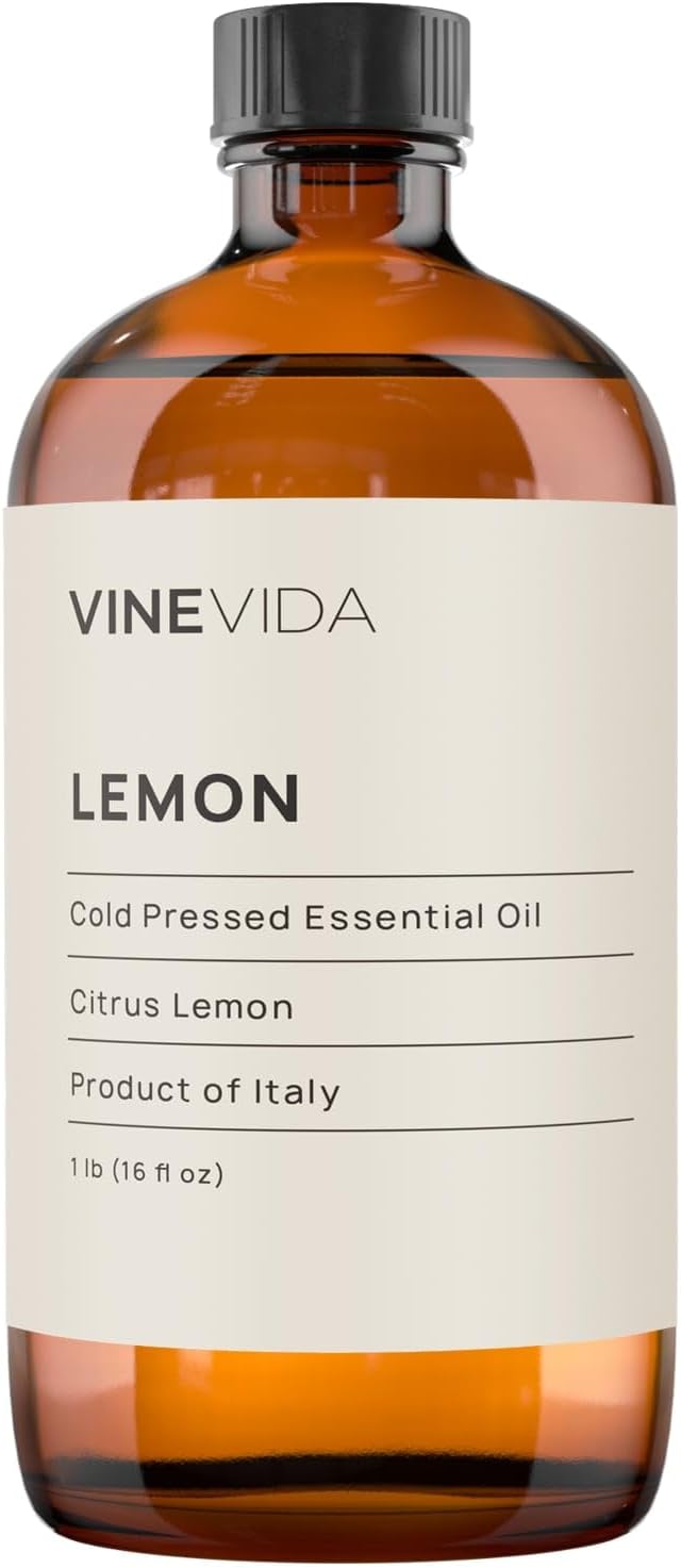 VINEVIDA Lemon Essential Oil 16 oz - Undiluted for Candle Making, Soap Making, and DIY Candle Scents - Bulk Oil Safe for Skin