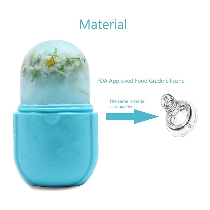 Ice Roller for Face and Eye,Facial Beauty Ice Roller Skin Care Tools, Facial Cube, Gua Sha Face Massage, Silicone Ice Mold for Beauty (Blue)