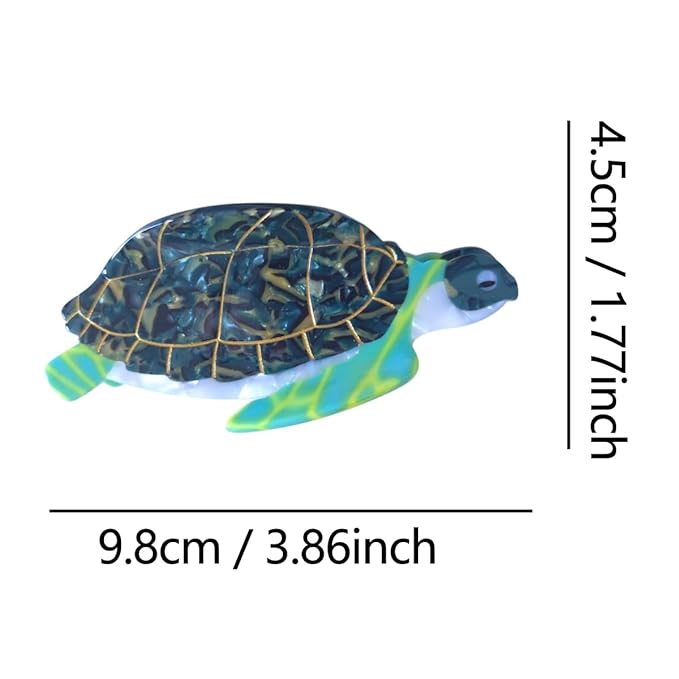 Cute Small Green Turtle Hair Clips,Novelty Acetate Ocean Turtle Claw Clip