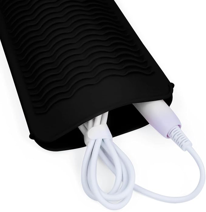 1Pack Silicone Heat Resistant Mat Pouch for Hair Straightener, Curling Iron, Flat Iron and Hot Hair Tools Black