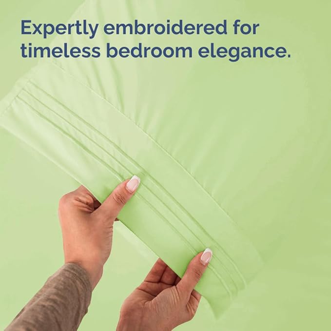 Queen Pillow Cases Set of 4 - Ultra Soft Hotel Quality Pillowcase Covers - Comfy, Cozy & Wrinkle Free - Shrinkage & Fade Resistant - Machine Washable Pillow Protectors - 4 Piece Set - Light Sage Green