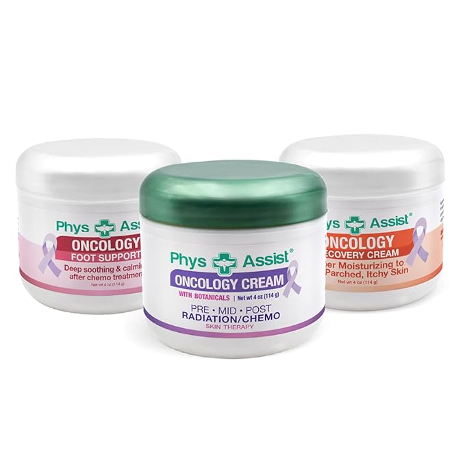 PhysAssist Bundle Oncology Kit For Women and Men - Comfort Kit For Chemo Patients. The Essentials for Face, Body & Feet. Includes Oncology Botanicals, Recovery and Foot Support. (3 - 4 oz) plus lip balm and aromaterahy nausea