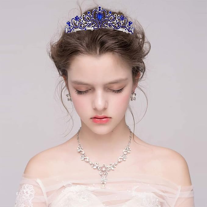 Didder Tiaras for Women, Dark Blue Crystal Crowns for Women Princess Crown Tiaras and Crowns for Women Girls Women's Headbands Halloween Christmas Bridal Wedding Prom Birthday Party Gift