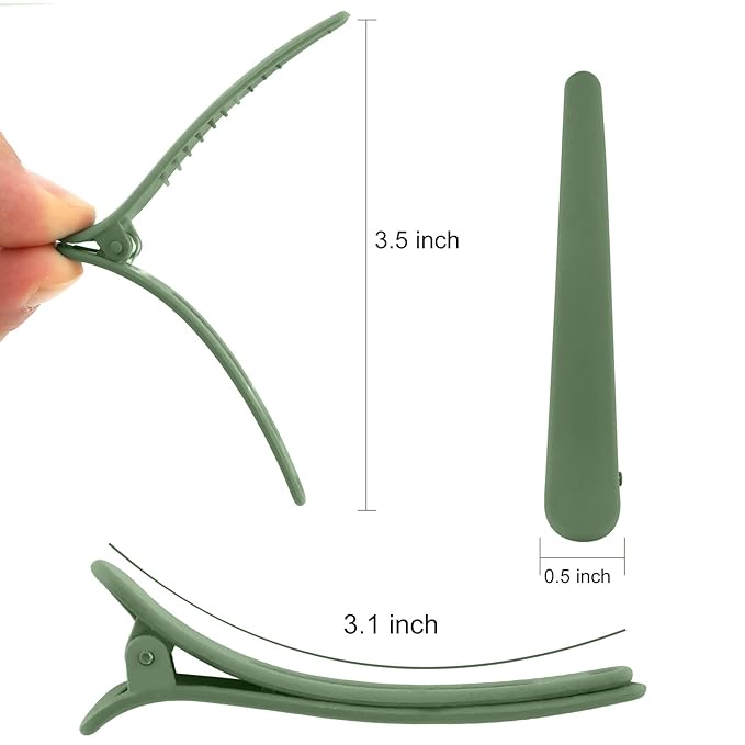YISSION 12 PCS Hair Clips for Styling Sectioning, 3.1 Inch Matte Alligator Hair Clips, Hair Barrettes, No Crease Duck Billed Hair Clip, Hair Accessories for Women Girls, Green