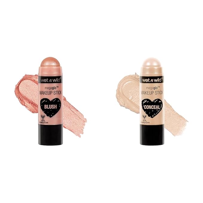 wet n wild MegaGlo Makeup Stick Peach Bums & Conceal Follow Your Bisque,1 Ounce Makeup Stick Bundle