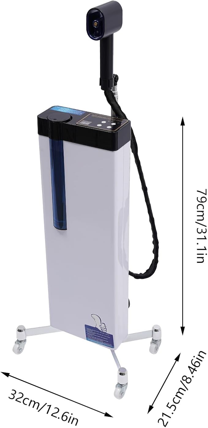 Nano Hair Steamer for Hairdressing Care 3-In-1 Nano Scale Spray Negative Ion Blue Light Intelligent Heating for Hair Scalp Care, 5 Gears, Removable Nozzle, 360° Telescopic Bracket, Height Adjustable