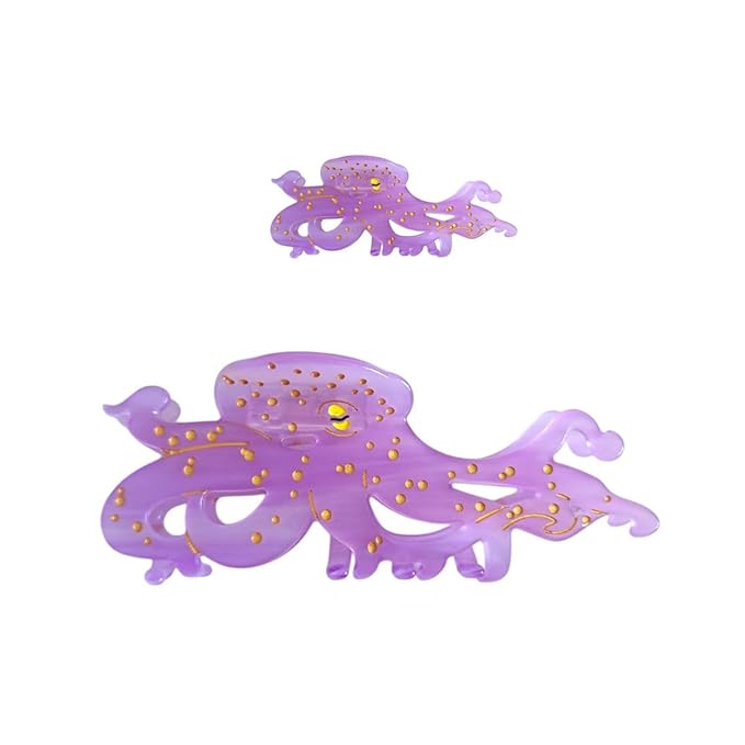 Cute Purple Octopus Hair Clips,Novelty Acetate Ocean Octopus Claw Clip,Pack of 2