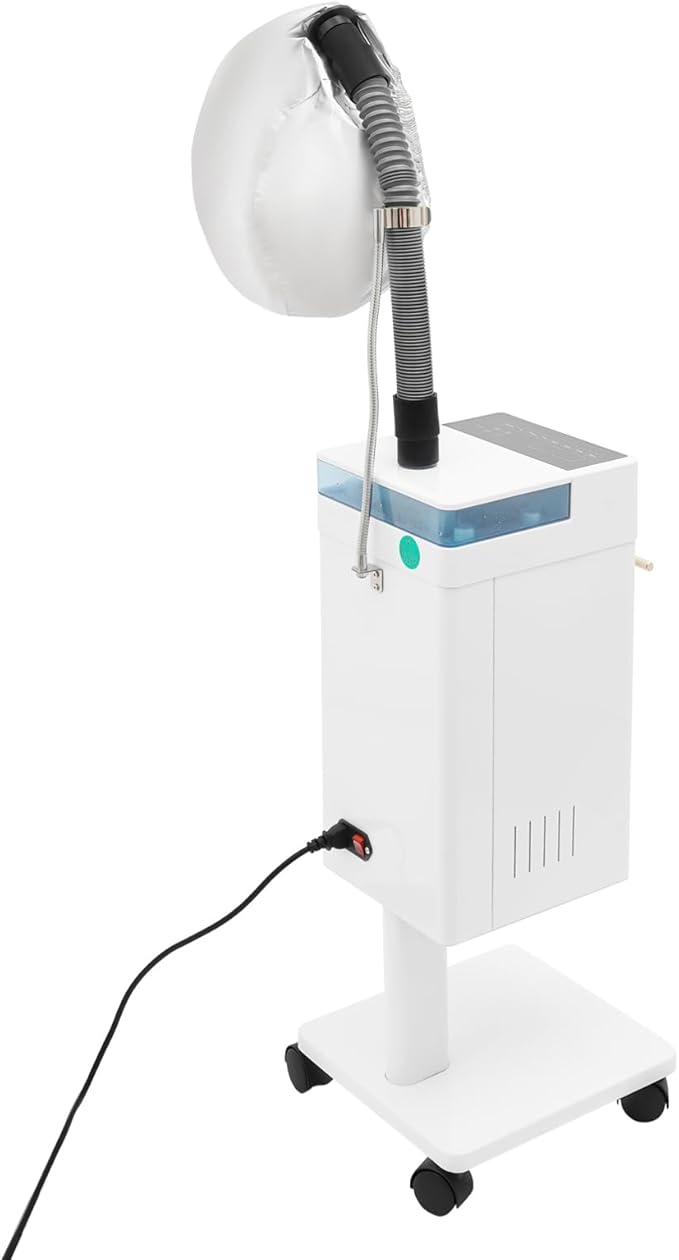 Professional Nano Hair Steamer Machine, Multi-Function Hair Care Equipment with Steam Cap & Wheels, Freestanding Rolling Hair Color Processor for Salon Spa Home