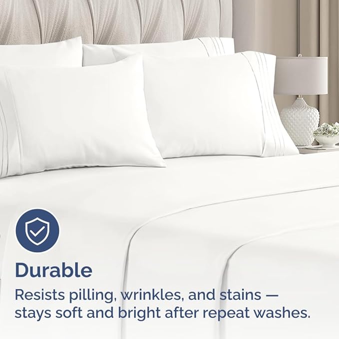 Queen Pillow Cases Set of 8 - Ultra Soft Hotel Quality Pillowcase Covers - Comfy & Wrinkle Free - Shrink, Stain and Fade Resistant - Machine Washable Pillow Protectors - 8 Piece Set - Antique White