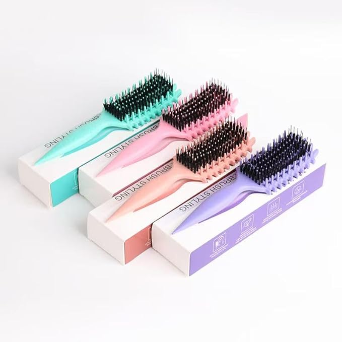 Curly Hair Brush Pink, Vented Curl Defining Brush for Effortlessly Detangling Shaping and Styling Women's Men's Curls on All Wet or Dry Hair Types, Reduces Frizz