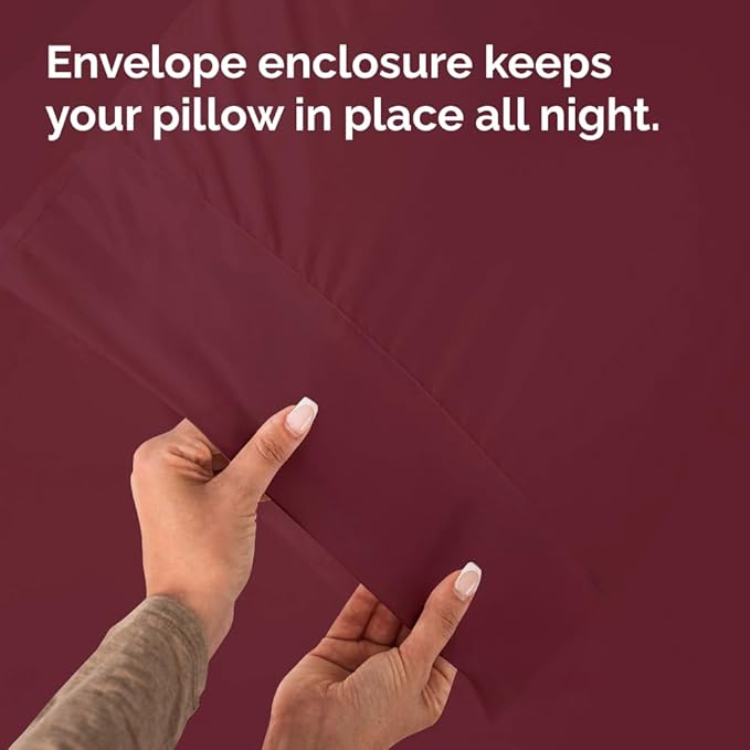 Queen Pillow Cases - 2 Pack - Super Soft Pillowcase Covers - Envelope Enclosure - Hotel Quality Pillow Protectors - Wrinkle Free, Shrink and Stain Resistant - Machine Washable - 20" x 30" (Burgundy)