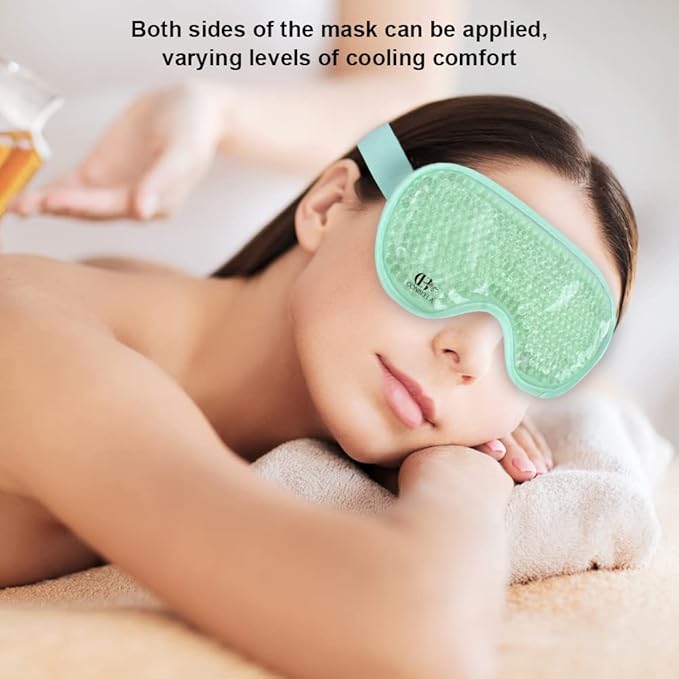 Cooling Eye Mask Gel Eye Mask Reusable Cold Eye Mask for Puffy Eyes, Eye Ice Pack Eye Mask with Soft Plush Backing for Dark Circles, Migraine, Stress Relief