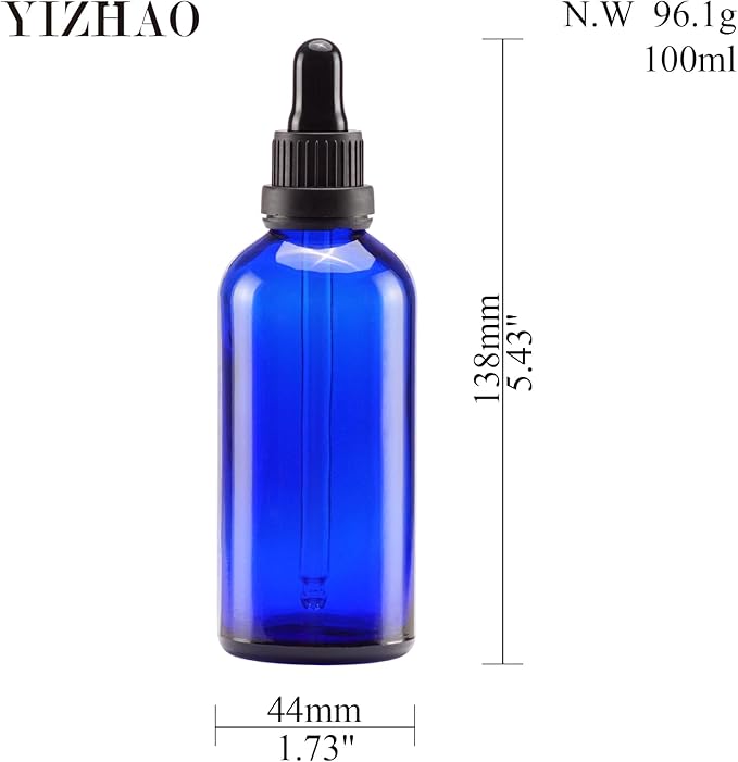 YIZHAO Blue Glass Dropper Bottle 4oz, Tincture Bottles with Glass Dropper, for Essential Oils, Aromatherapy, Cosmetic, Laboratory, Pharmacy, Liquids, Travel –9 Pcs