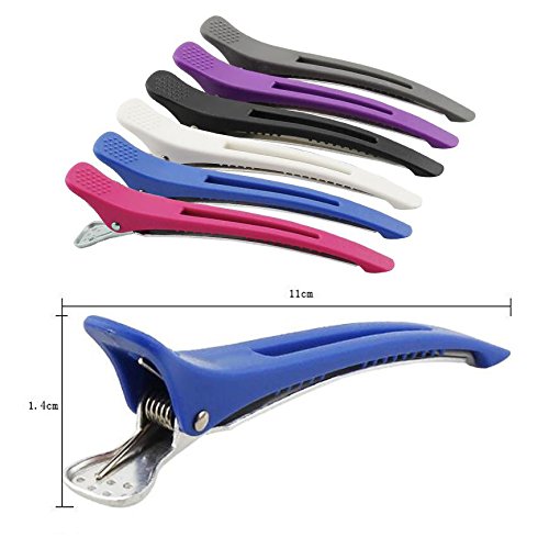 6Pcs/set Pinup Plastic Duck Bill Hair Clips for Sectioning Hair - Professional Non Slip Silicone band Clips Salon DIY Accessories Hairpins Hairgrip for Women(Plastic & Metal Duckbill)