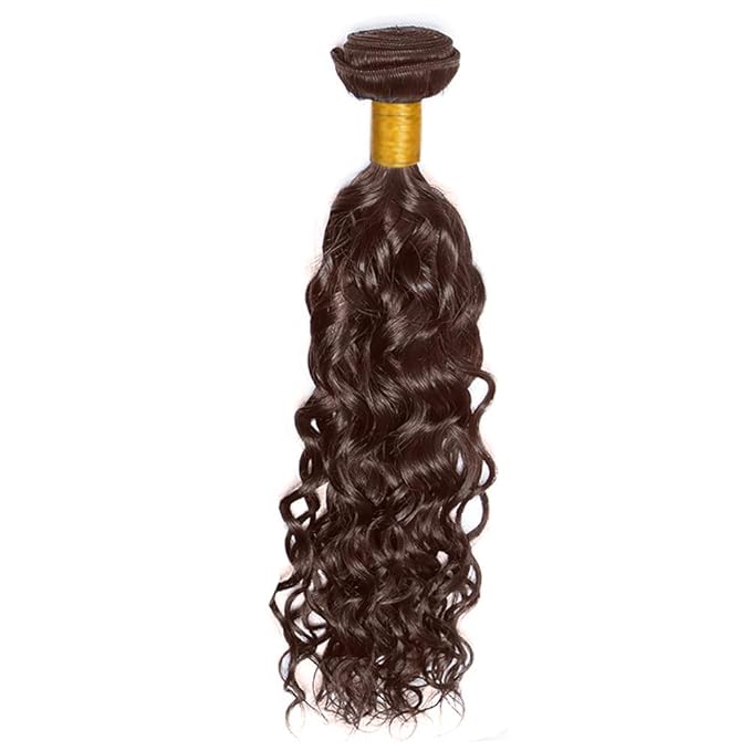 Brown Water Wave Bundles Human Hair Dark Brown Bundles Niegmeag Peruvian Virgin Remy Hair Single Bundle 18 Inch Double Weft Color 4 Wet and Wavy Bundle Hair Weave