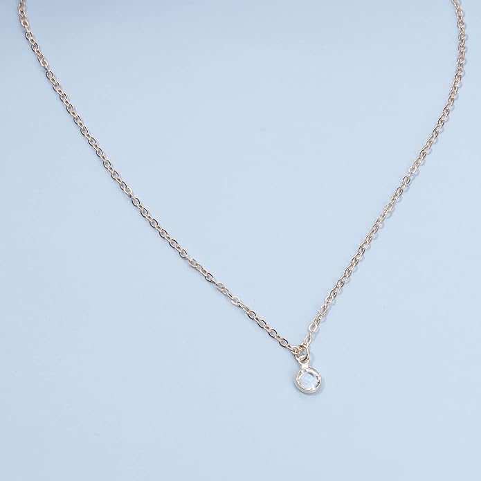 Boho Tiny Crystal Choker Gold Clear Quartz Pendant Necklace Minimal Dot CZ Choker Necklace Simple Everyday Necklace Wedding Necklace Jewelry for Women and Girls Gifts