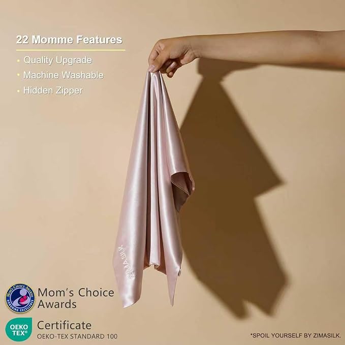 ZIMASILK 22 Momme Silk Pillowcase for Hair and Skin - 100% Pure Mulberry Silk with Hidden Zipper, Grade 6A Luxury Pillow Case for Women, Soft & Durable, Gift Box (Standard 20"x26" Pink)