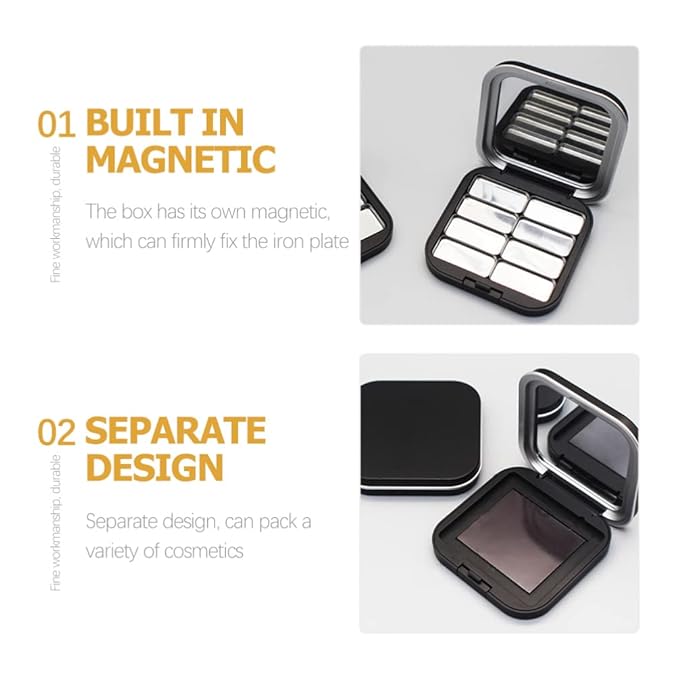 2pcs Empty Magnetic Eyeshadow Palette, Small Makeup Palette Lipstick Compact Containers Cosmetic Sample Storage Cases Magnetic Pallete for Makeup