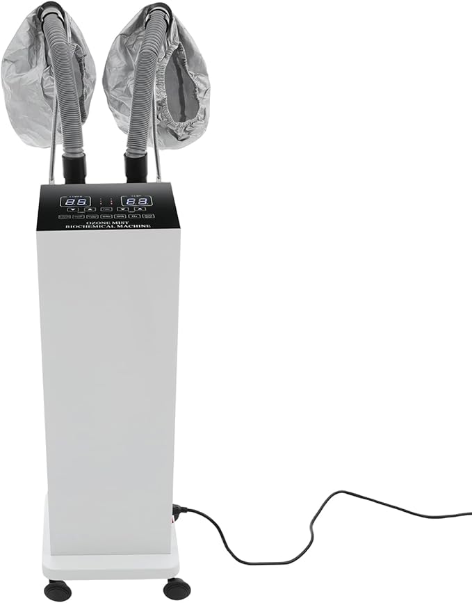 Nano Hair Steamer with 2 Vaporizing Caps, Professional Micro Mist Hair Processor with Rolling Wheels, 650W 110V Nano Hair Steamers Machine, Multifunctional Hair Steamer for Home Barber Shop (White)
