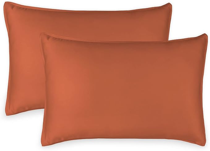 King Pillowcases by Pure Bamboo, Genuine 100% Organic Viscose Derived from Bamboo, Luxuriously Soft & Cooling, Double Stitching, Envelope Closure (2 King Pillowcases, Terracotta)