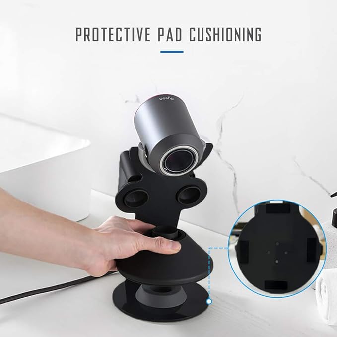 I'smartmoon Hair Dryer Holder for Dyson Supersonic, Aluminum Alloy Bracket Power Plug Holder, Bathroom Organizer for Dyson Supersonic hairdryer Care Tools (Black)