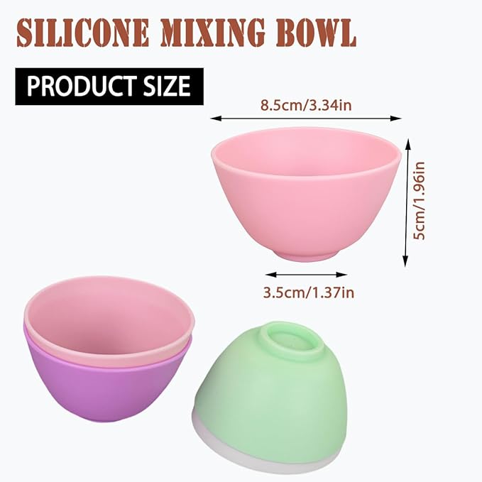 8-Piece Silicone Mixing Bowl Set, 3.3-Inch Microwaveable Silicone Bowls for Facial Masks, Mud Masks, and Other Skin Care Products Facial Bowls for Estheticians. (4 colors)