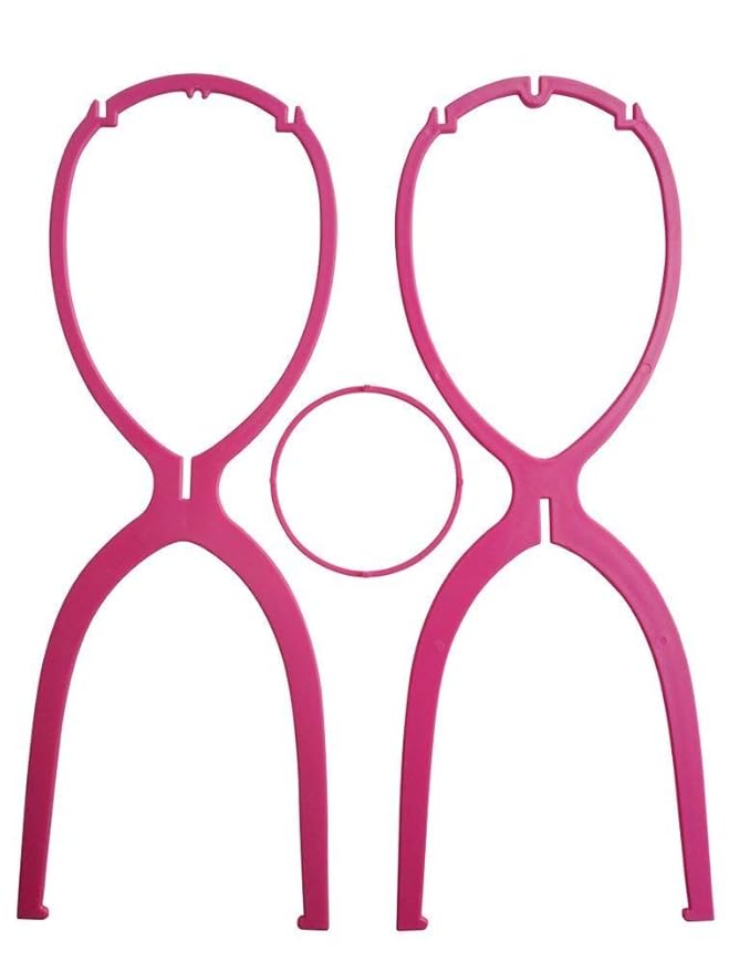 Dreamlover Portable Tall Stands for All Wigs, Collapsible Wig Dryer for Travel, Hot Pink, 2 Packs