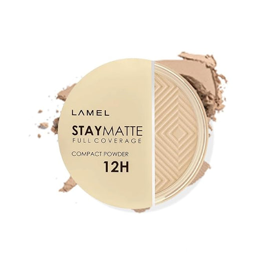 Lamel Stay Matte Compact Powder - Light Natural Coverage - Universal Neutral Undertone - Cruelty Free - Porcelain - N.401