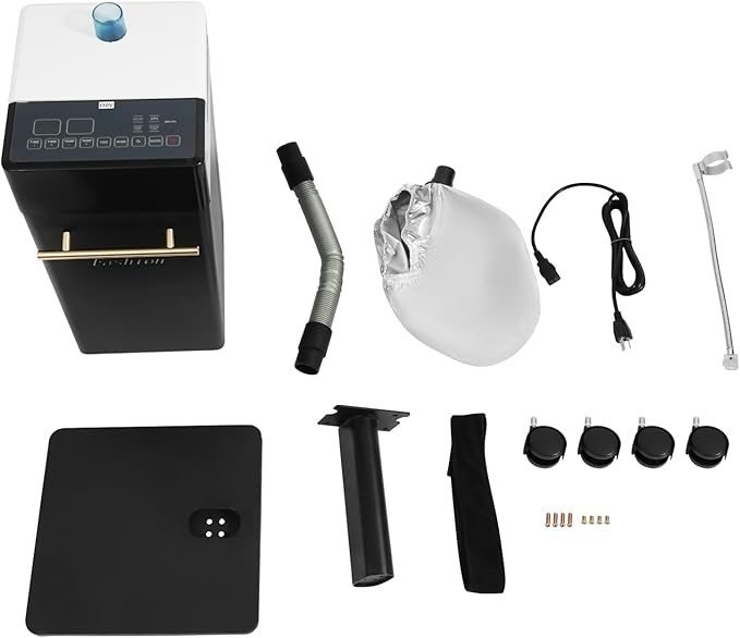 Professional Standing Hair Steamer, Nano Steam Hair Care Machine with Adjustable Time/Temp, Multifunctional Hair Care Equipment with Wheels for Salon & Home Use (Black)