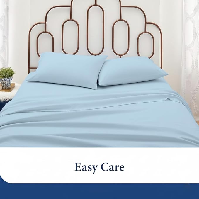 SKY BEDDINGS King Pillowcase Set of 2 - Soft Brushed Microfiber Pillow Cases with Envelope Clouser - Wrinkle-Free, Fade-Resistant Pillow Covers - 20 x 40 Inches, Light Blue