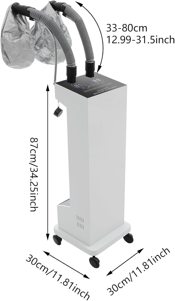 Professional Hair Steamer, 110V 650W Vertical Hair Care Machine Micro Mist Hair Color Processor with Rolling Wheels, Salon Spa Equipment for Home, Barber Shop (White)