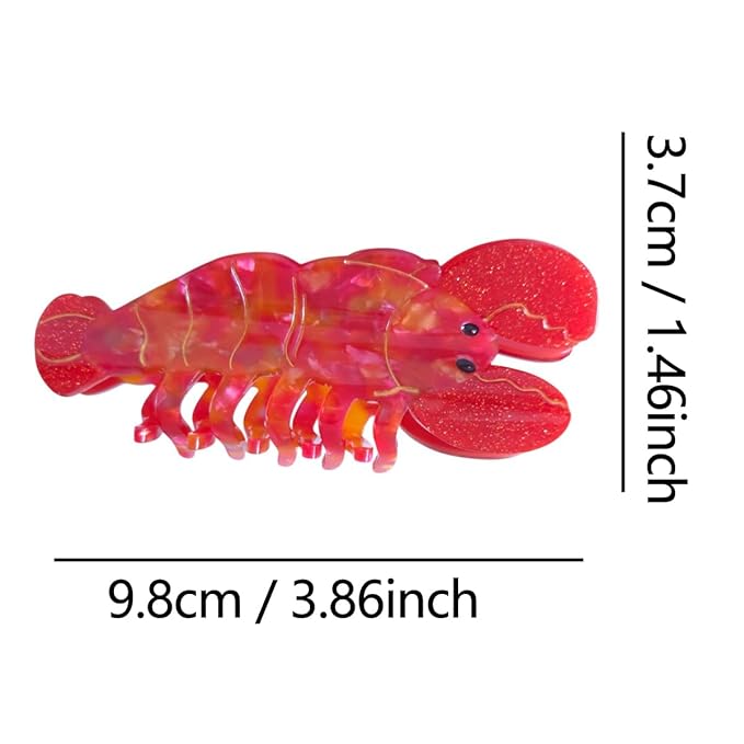 Cute Ocean Red Lobster Hair Clips,Novelty Acetate Lobster Claw Clip