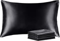 BEDELITE Satin Pillowcase with Zipper 4 Pack, Dark Grey Pillow Cases Queen Size, Super Soft and Cooling Similar to Silk Pillow Cases, Gift for Women Men(20x30 Inches)