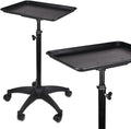 Rolling Salon Tray, Adjustable Salon Tray on Wheels, Premium Aluminum Tattoo Tray Cart for Spa Clinic, Black
