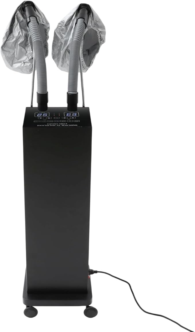 Professional Nano Hair Steamer, Multi-Function Micro-Mist Hair Steamer with Universal Wheel 2 Vaporizing Caps for Deep Care Hair Repair Salon Spa (Black)