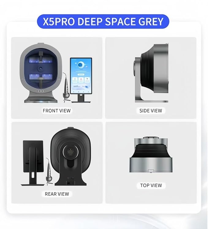AI Skin Analyzer Device for Face & Scalp – Multi-Light Detection for Acne, Aging, Pigmentation, Sensitivity, UV & Microflora Analysis, Sleep & Weight Reports, Gray, Home & Professional Use (Grey)