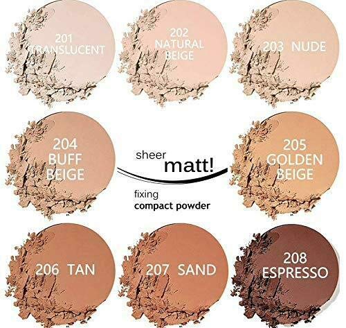 AQUAPURITY PHOERA Sheer Matte Compact Powder Fixing Powder Makeup Base Fixer Setting Powder Foundation Fixing Compact Pressed Powder Long Lasting Make Up Fixer Skin Vitamin E Beauty Blender (207 SAND)