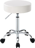 DUHOME 410 Height Adjustable Swivel Rolling Chair Massage Medical Clinic Tattoo Spa Salon Stool with Wheels (White)