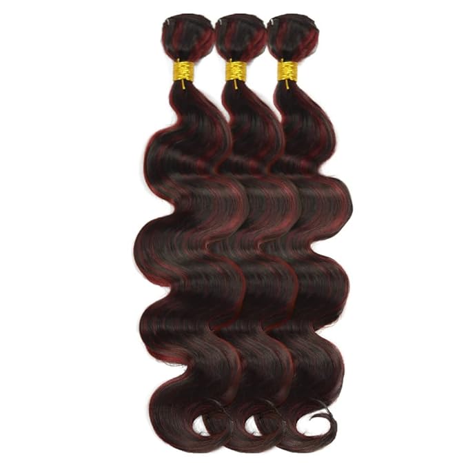99j Bundles Human Hair P1B99j Body Wave Bundles 2 Tone Black and Burgundy Bundle 12 12 12 Inch Peruvian Unprocessed Virgin Remy Hair Extensions