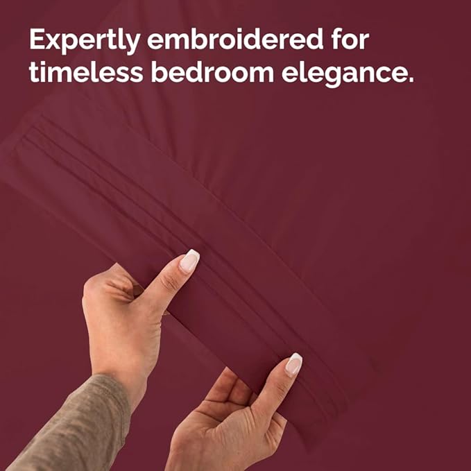 Queen Pillow Cases Set of 8 - Ultra Soft Hotel Quality Pillowcase Covers - Comfy, Cozy & Wrinkle Free - Shrink, Stain and Fade Resistant - Machine Washable Pillow Protectors - 8 Piece Set - Burgundy