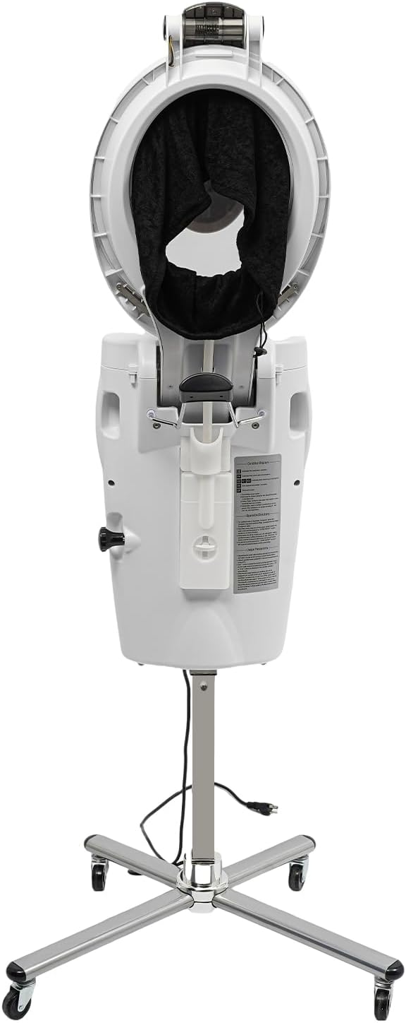 Hair Steamer Professional Hair Salon Steamer with 12 Color Light & Ozone,40-70℃/104-158℉,Hair Steamer with Temperature and Time Adjustment (White)