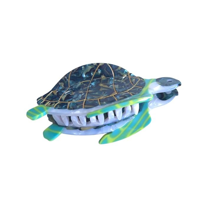 Cute Green Turtle Hair Clip,Funny Acetate Claw Clips for Women