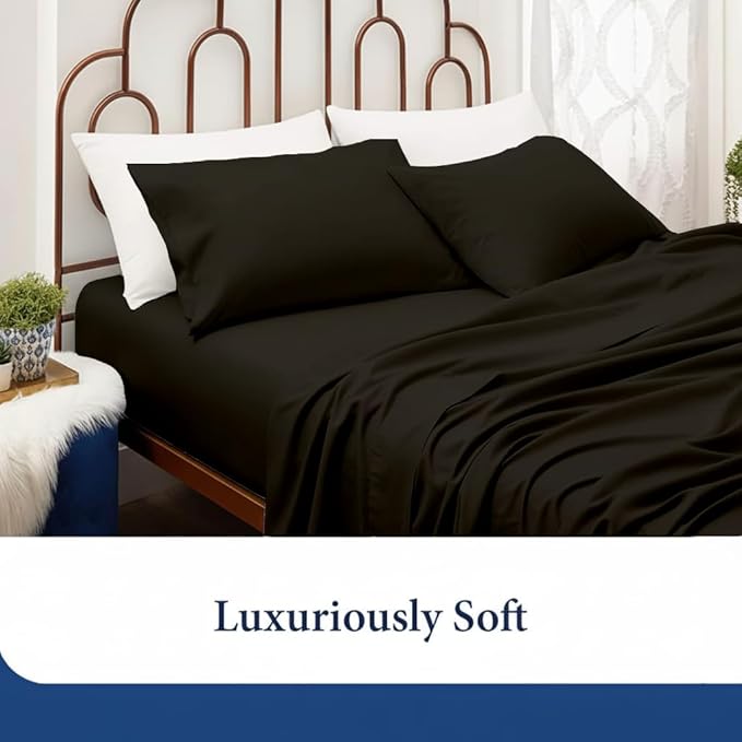 SKY BEDDINGS Queen Pillowcase Set of 2 - Soft Brushed Microfiber Pillow Cases with Envelope Clouser - Wrinkle-Free, Fade-Resistant Pillow Covers - 20 x 30 Inches, Black