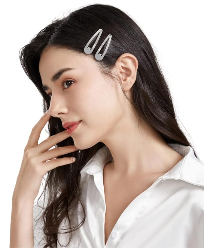 Dofash 12PCS Snap Hair Clips For Women-Non Slip & Metal Hair Barrettes, 5cm 2'' Small Clips For Thin & Fine Hair, Silver Grey