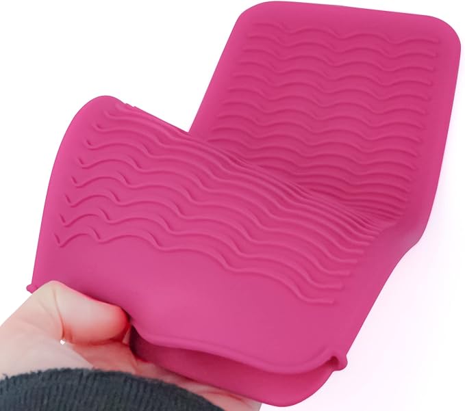 2PCS Silicone Heat Resistant Mat Pouch for Hair Straightener, Curling Iron, Flat Iron and Hot Hair Tools Pink